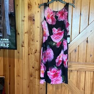 Karl Lagerfeld Black Dress with Pink Floral Design
